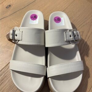 Women's Cream Slide Sandals